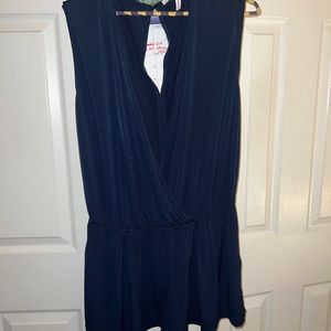 Navy romper Mini BCBG Keyhole Back, Silky Liquid Knit